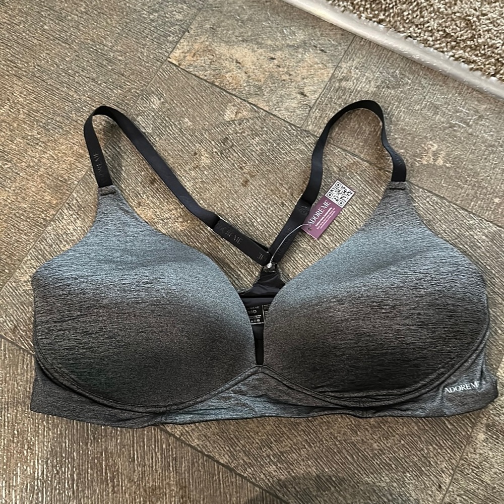 NWT grey racer back adore me bra 38D